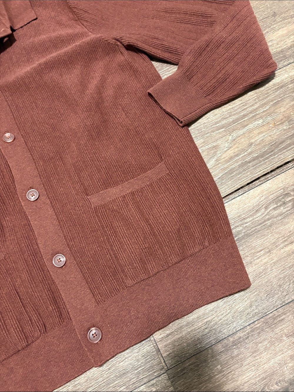 Goodfellow & Co Brown Button‑Front Ribbed Cardigan - Picture 3 of 5